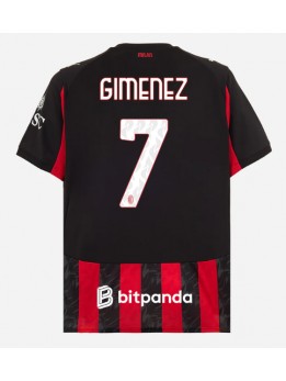 AC Milan Santiago Gimenez #7 Replika Hemmakläder 2025-26 Kortärmad